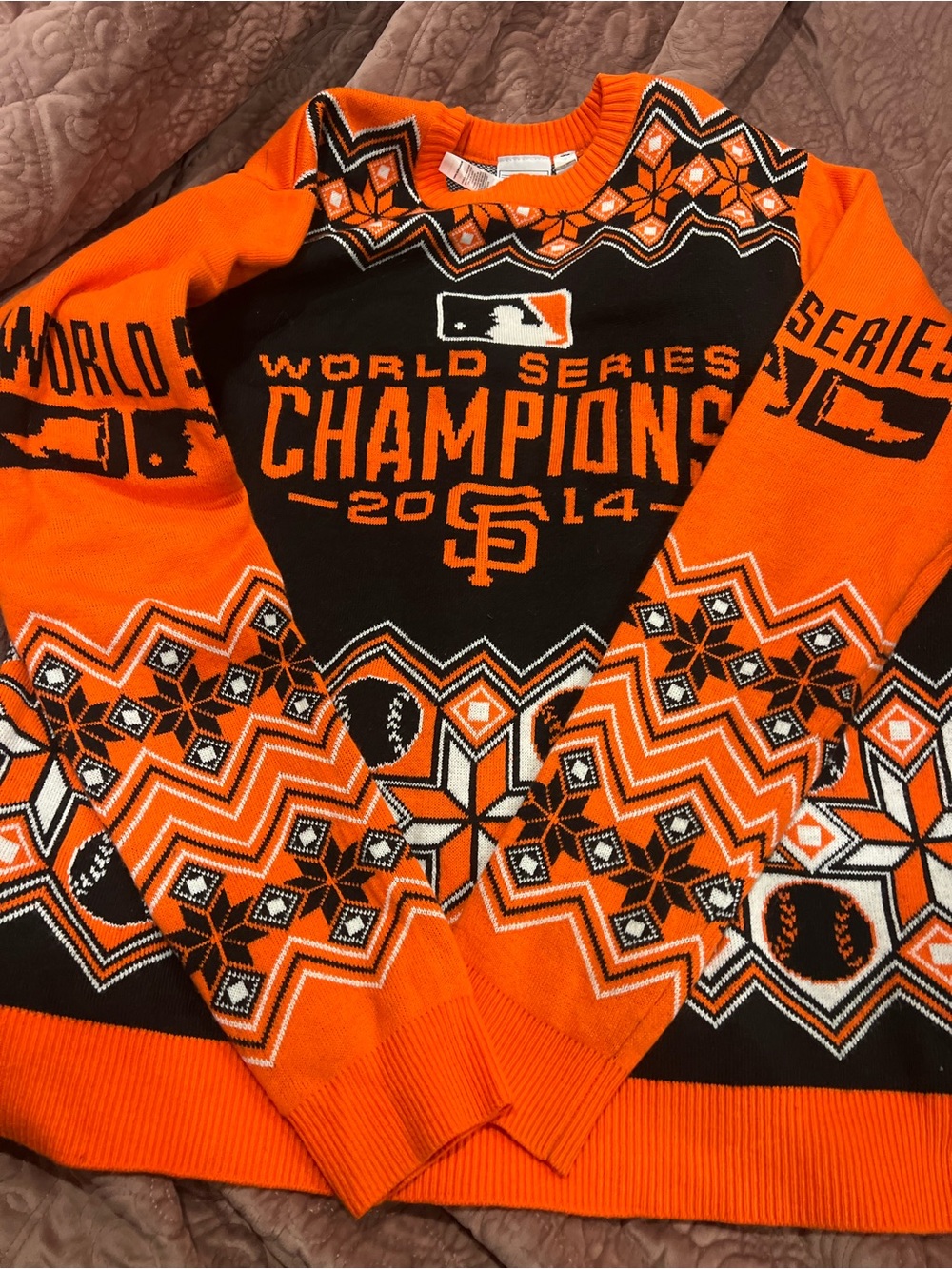 Forever Collectibles Orange & Black World Series Champions Crewneck Sweater